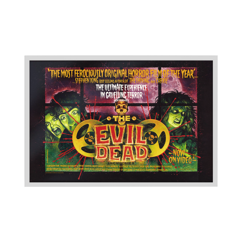 The evil dead poster by Graham Humphreys in white frame