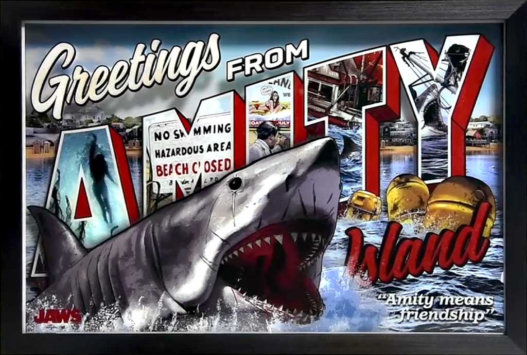 Jaw Greetings From Amity Island framed diorama