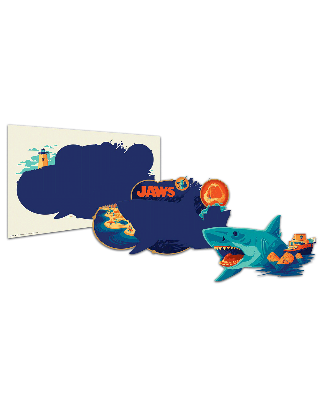 Jaws Multi-Layer Acrylic poster by Tom Whalen