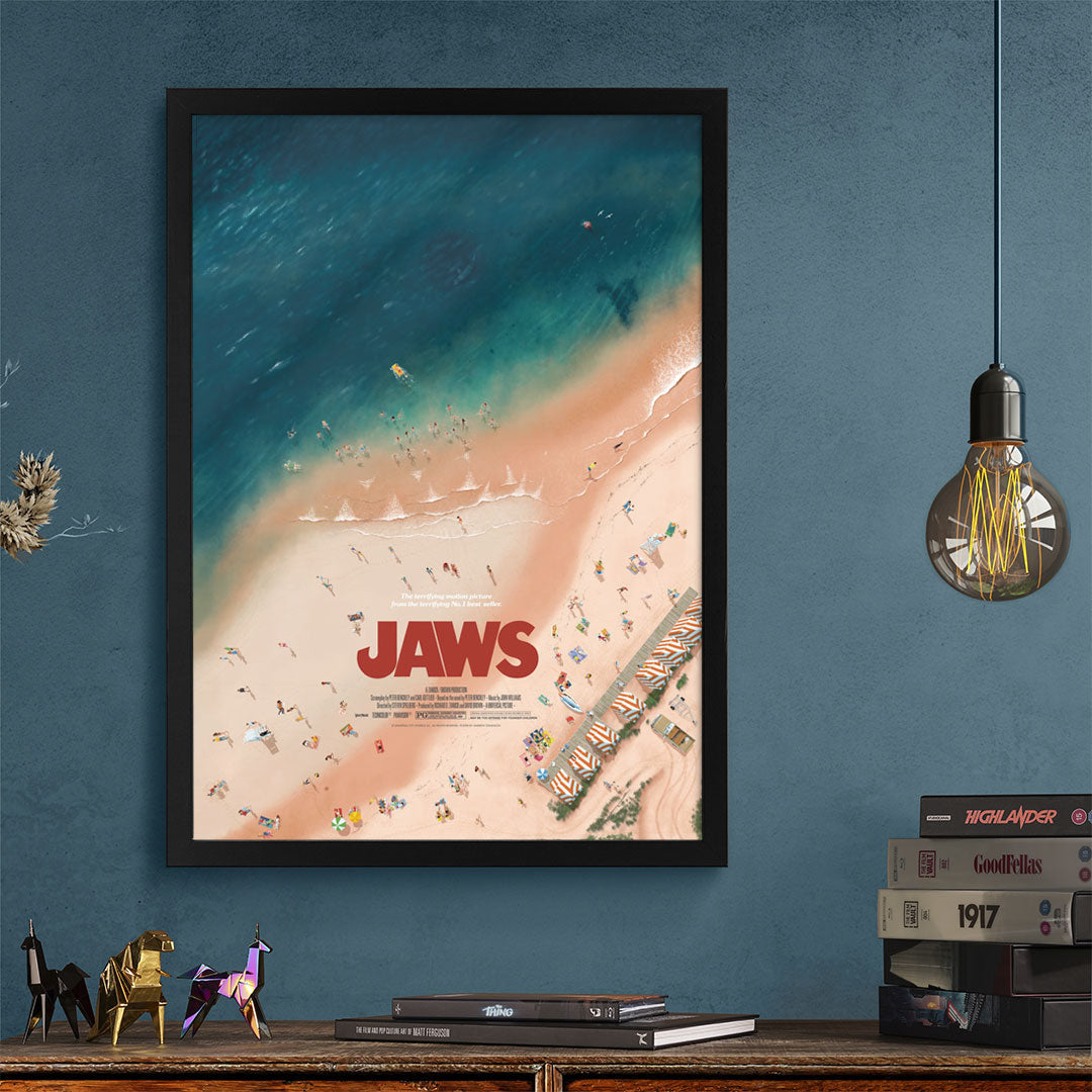 Jaws framed editions poster by Andrew swainson