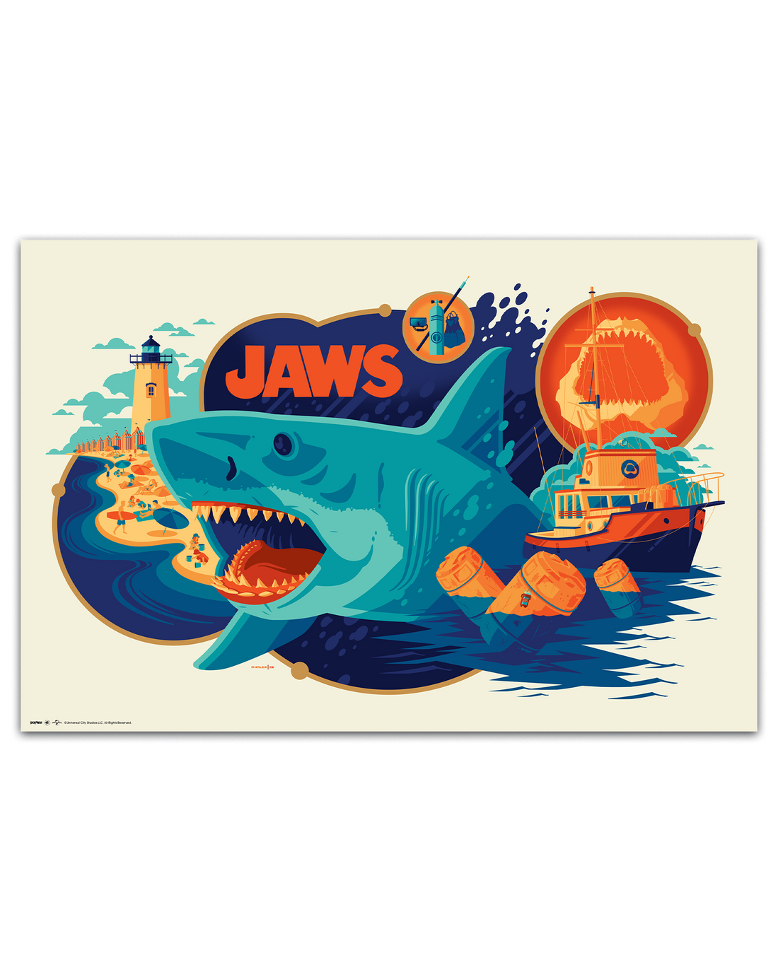 Jaws poster by Tom Whalen