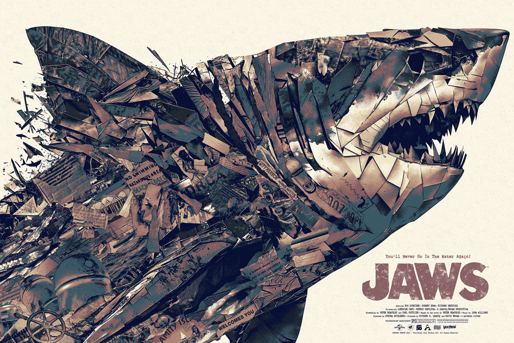 Jaws screen print movie poster by Anthony petrie