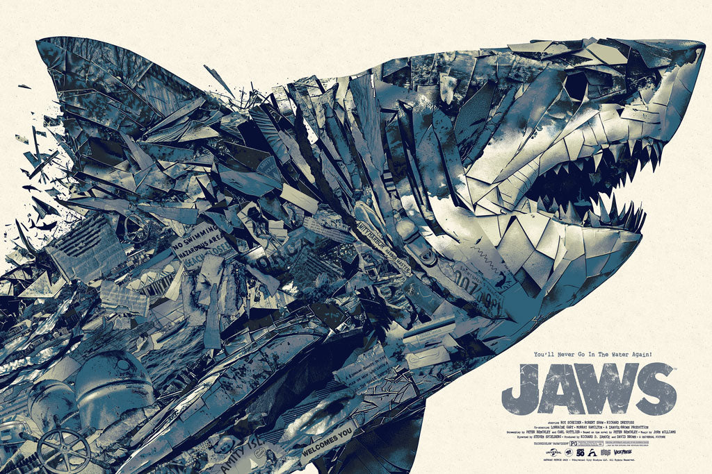 Jaws variant screen print movie poster by Anthony petrie
