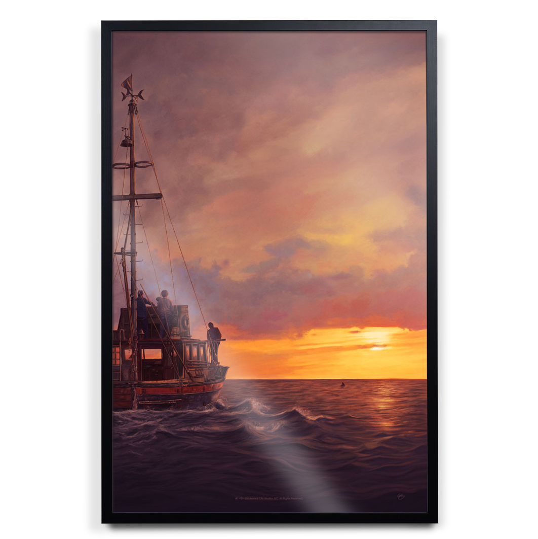 Jaws art print poster by Sam Gilbey in black frame
