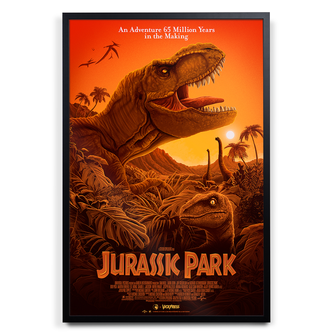 Jurassic Park Poster By Patrick Connan in black frame