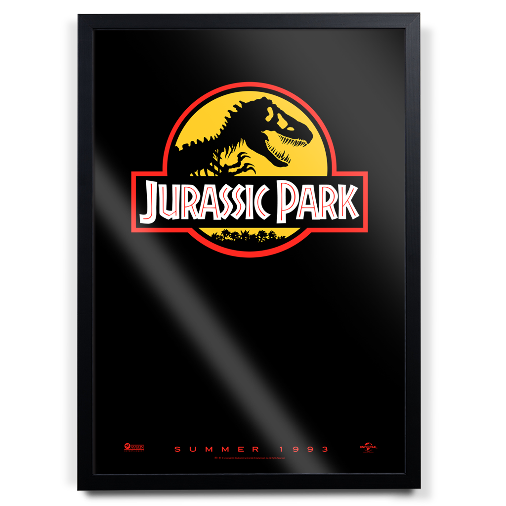 Jurassic Park Editions original movie poster in black frame