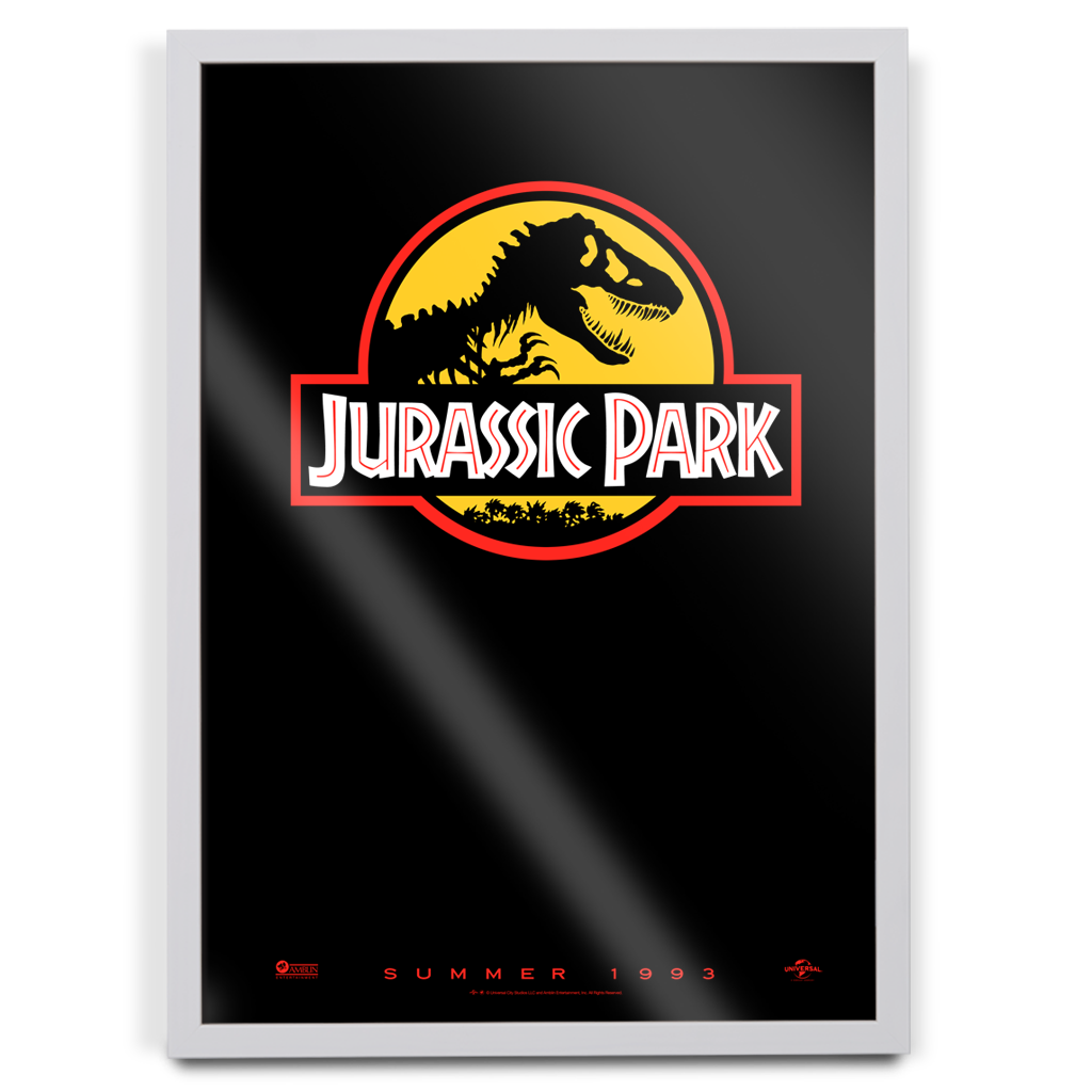 Jurassic Park Editions original movie poster in white frame