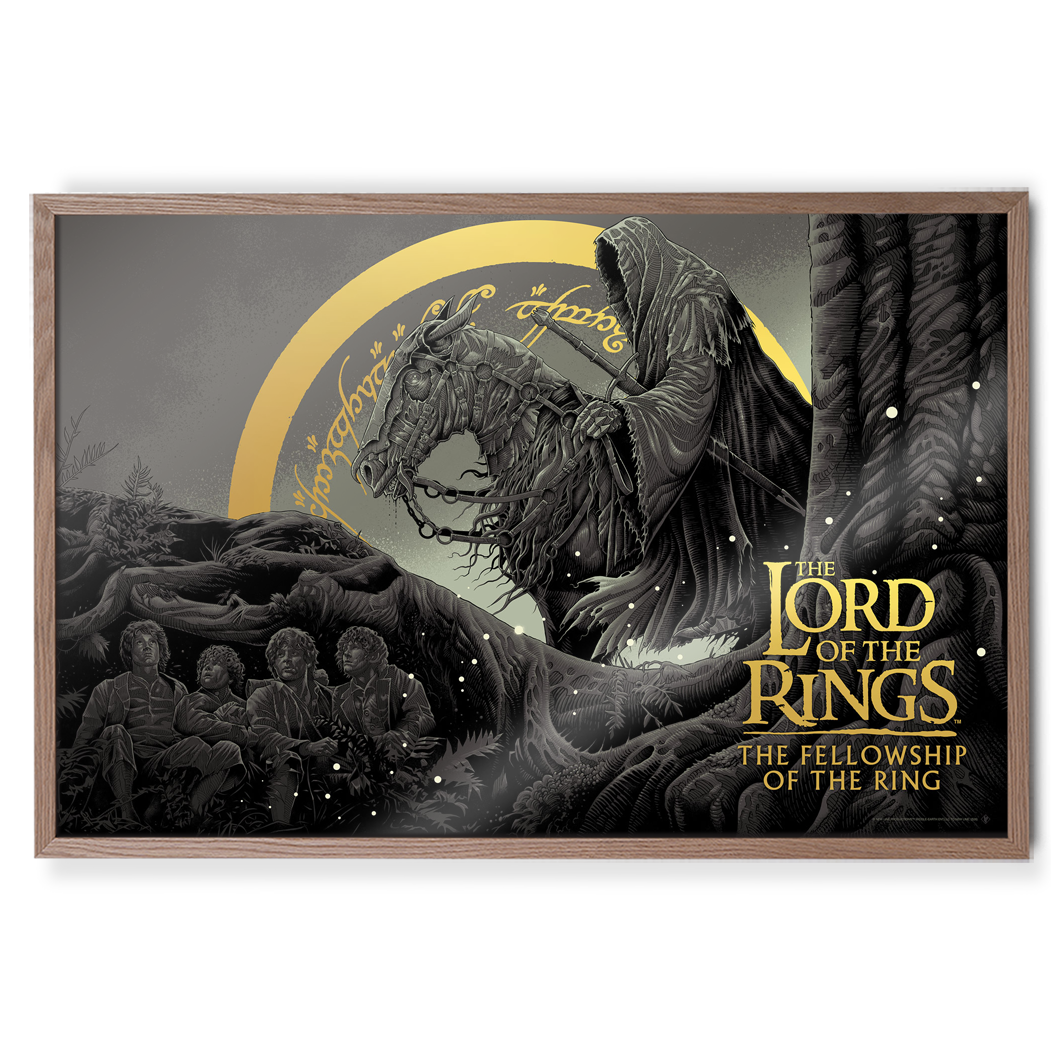 The Lord of the rings fellowship of the ring foil variant poster by luke preece in natural frame