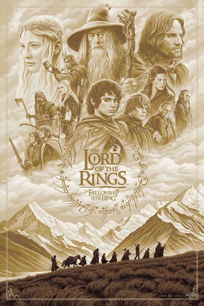 The lord of the rings the fellowship of the ring foil variant poster by CA Martin