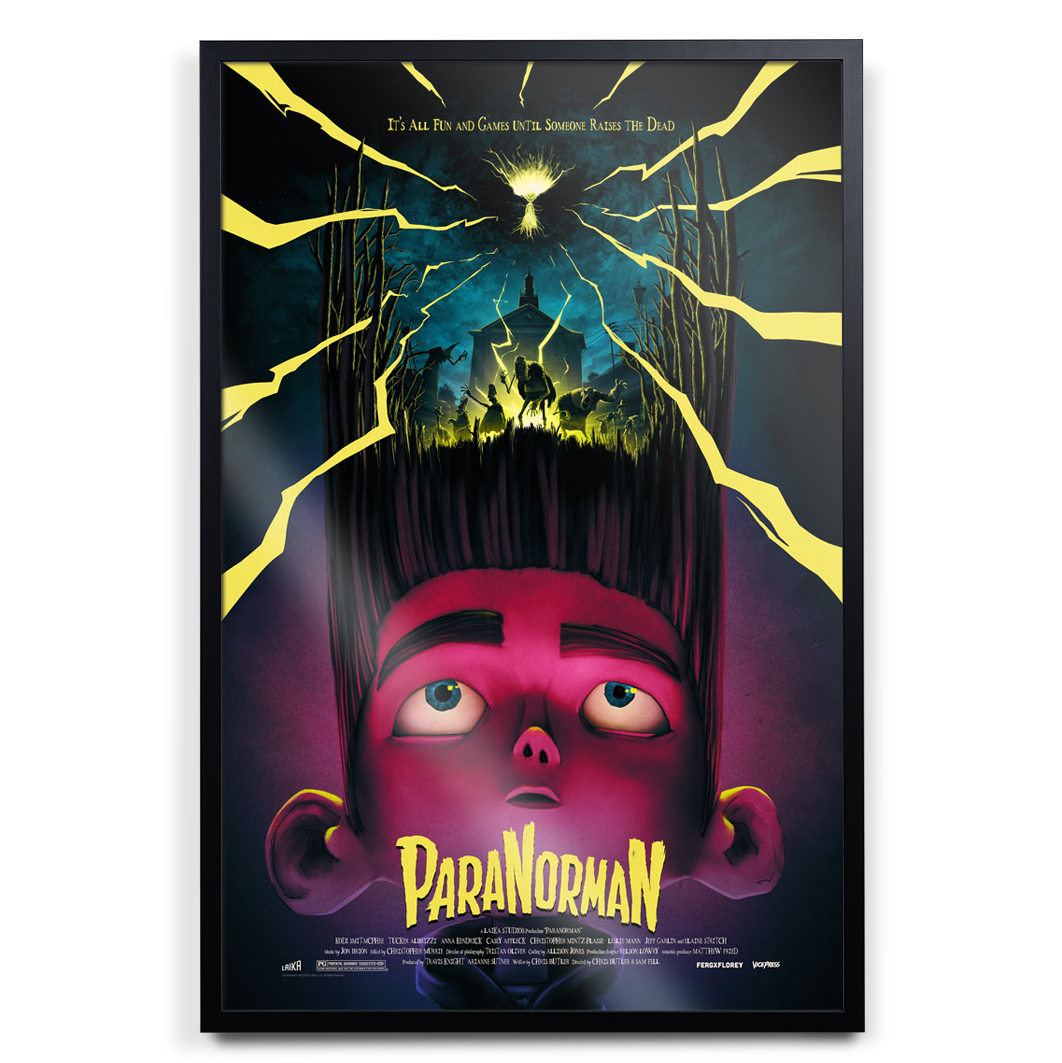 Paranorman movie poster by Matt Ferguson and Florey in black frame