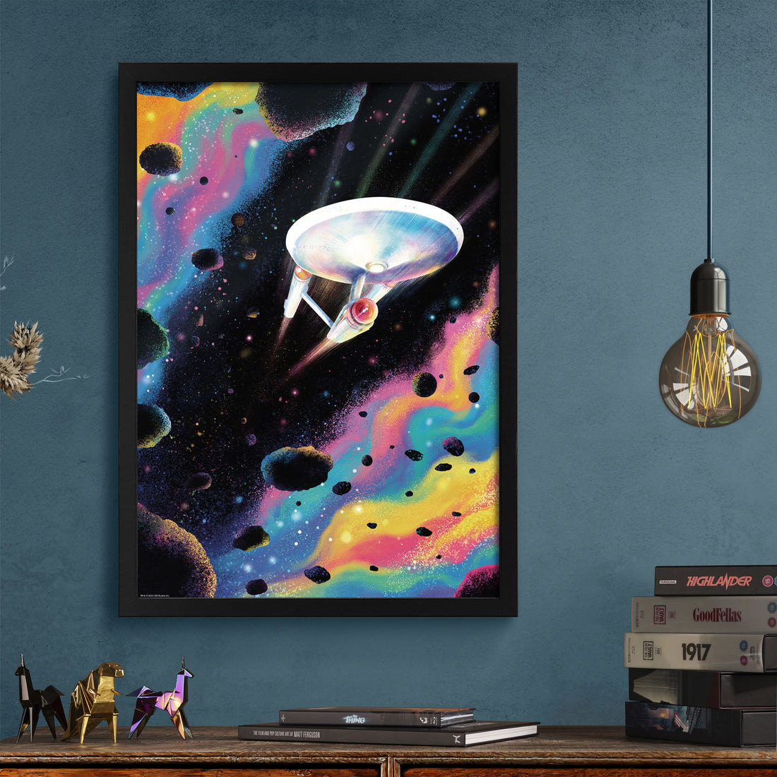 Star Trek The Original Series USS Enterprise Art Print by Carly AF in black frame