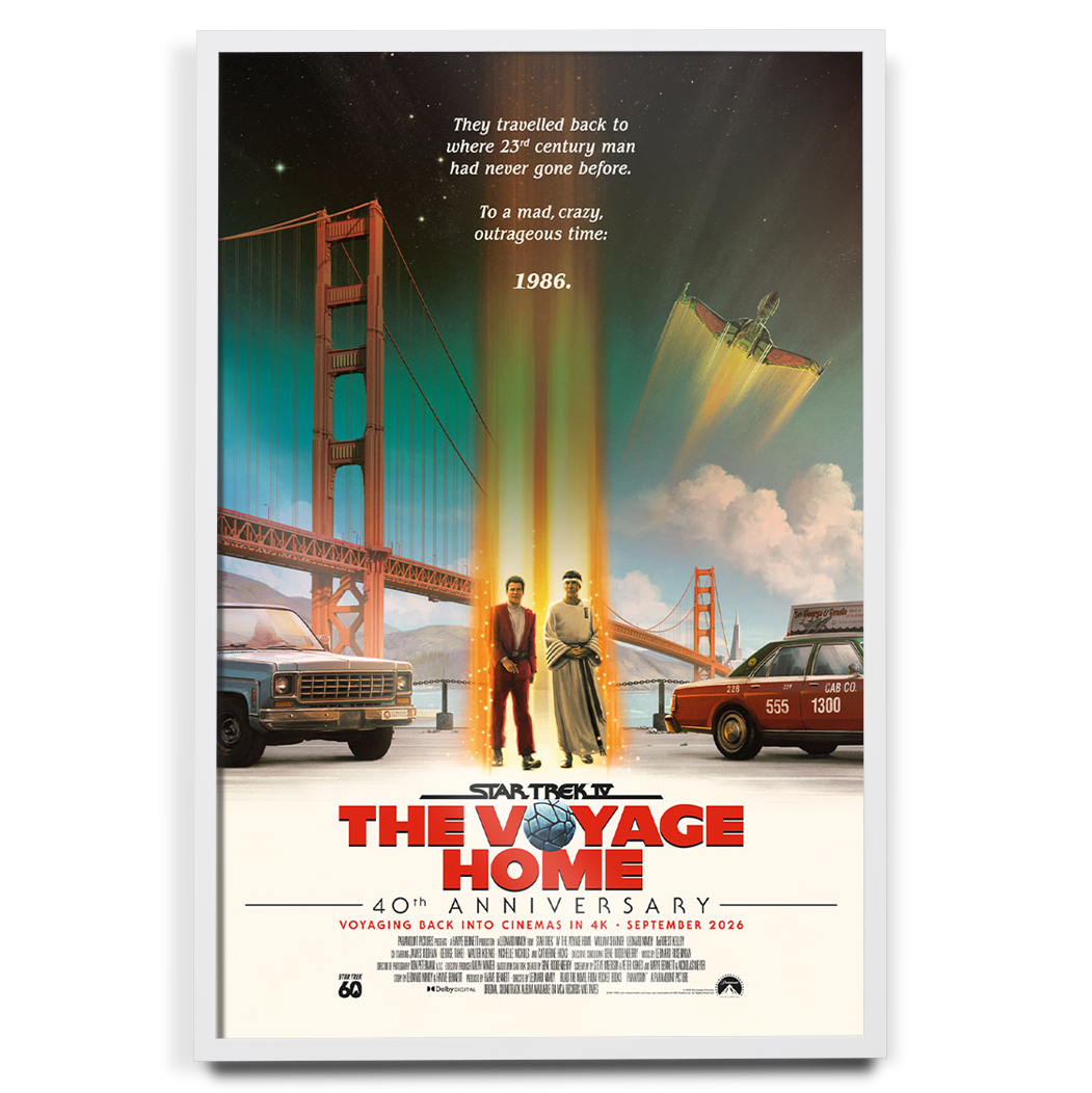 Star Trek IV: The Voyage Home Foil Variant Poster by Matt Ferguson in white frame