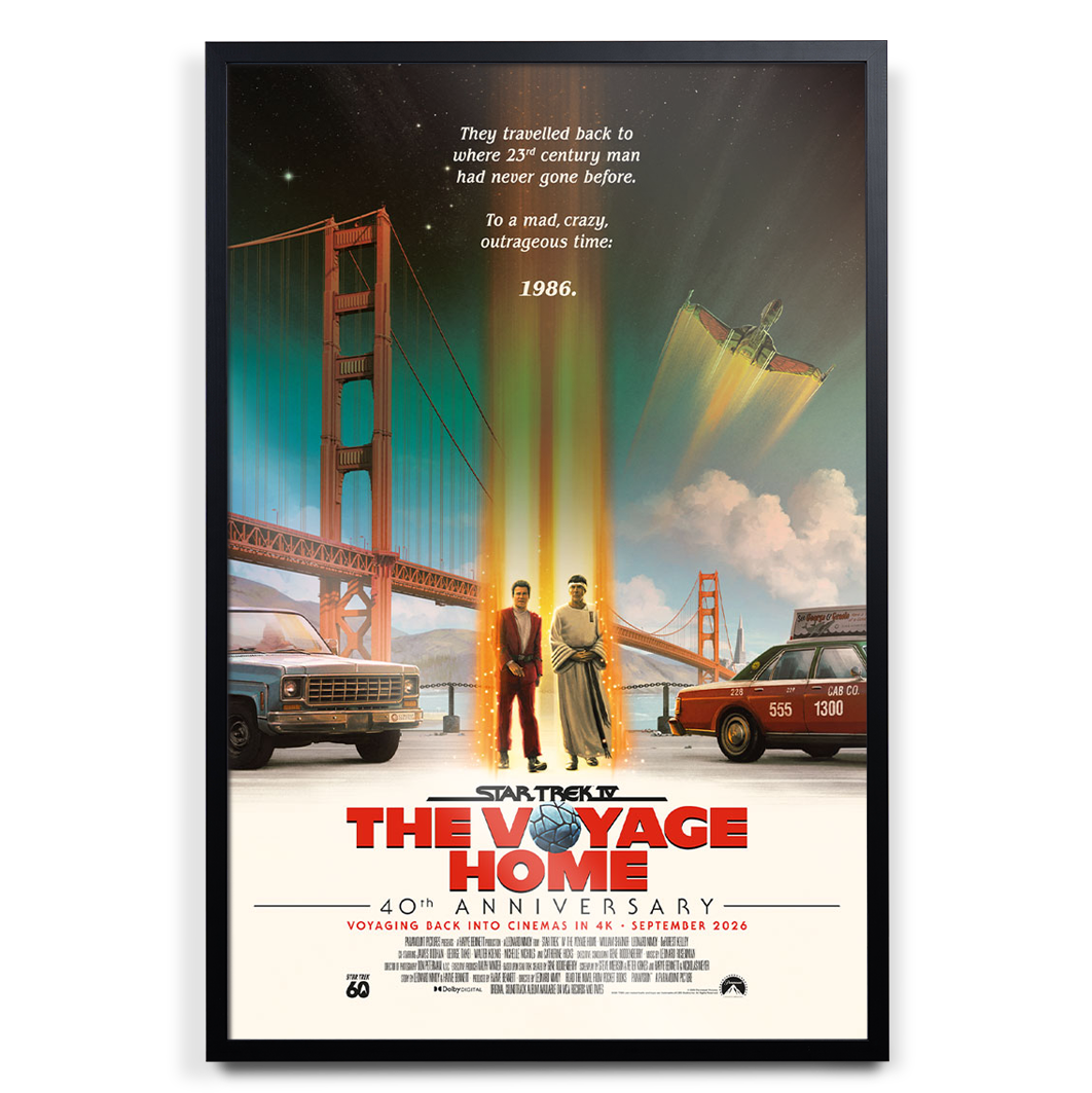 Star Trek IV: The Voyage Home Foil Variant Poster by Matt Ferguson in black frame