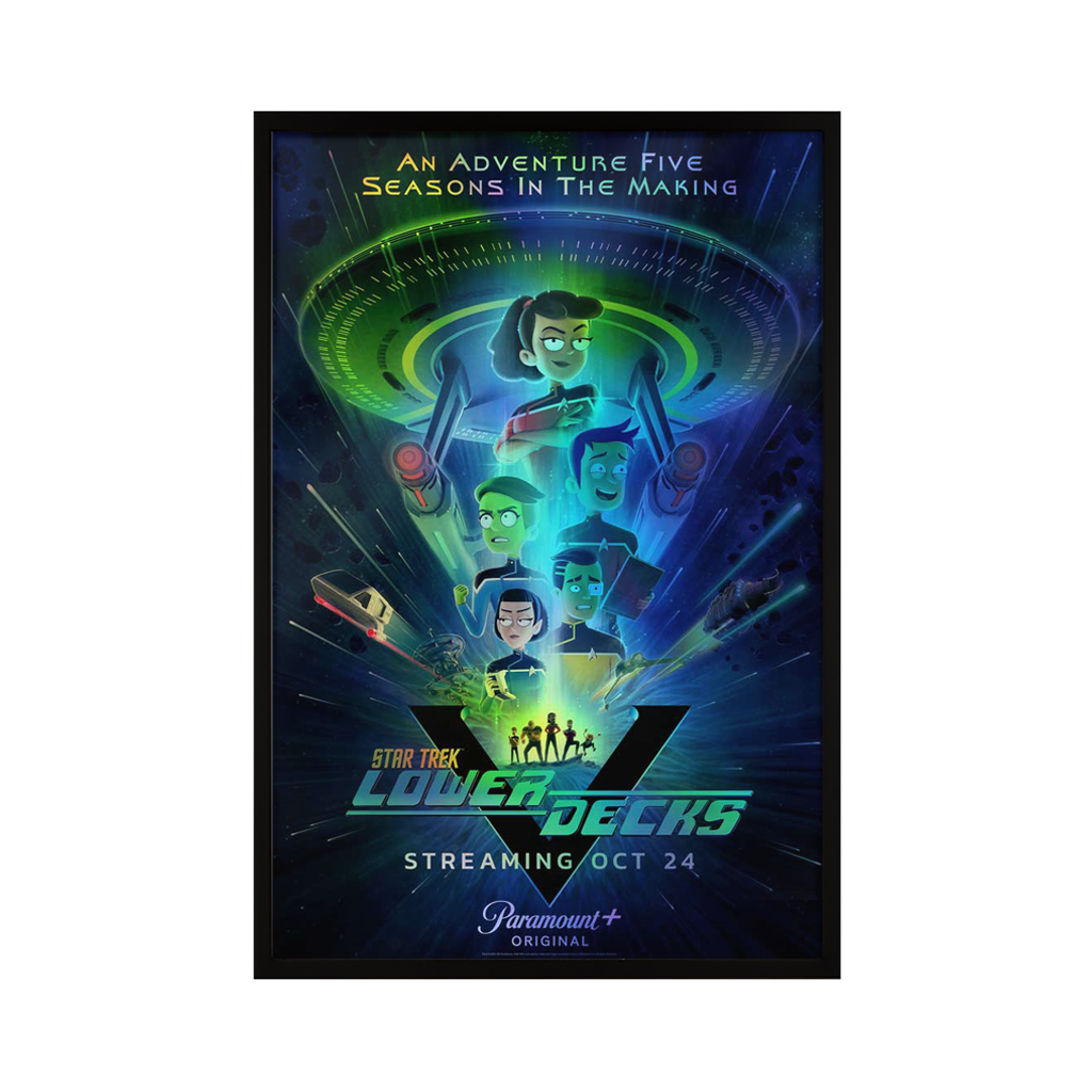 Star Trek Lower Decks Season 5 key art foil variant poster by Matt Ferguson In black frame