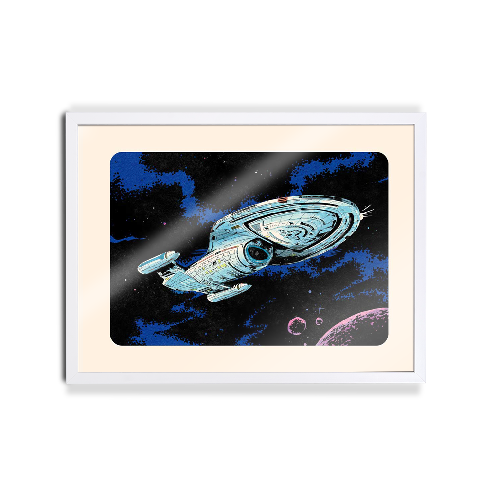 Star Trek Voyager Poster By Florey in White Frame