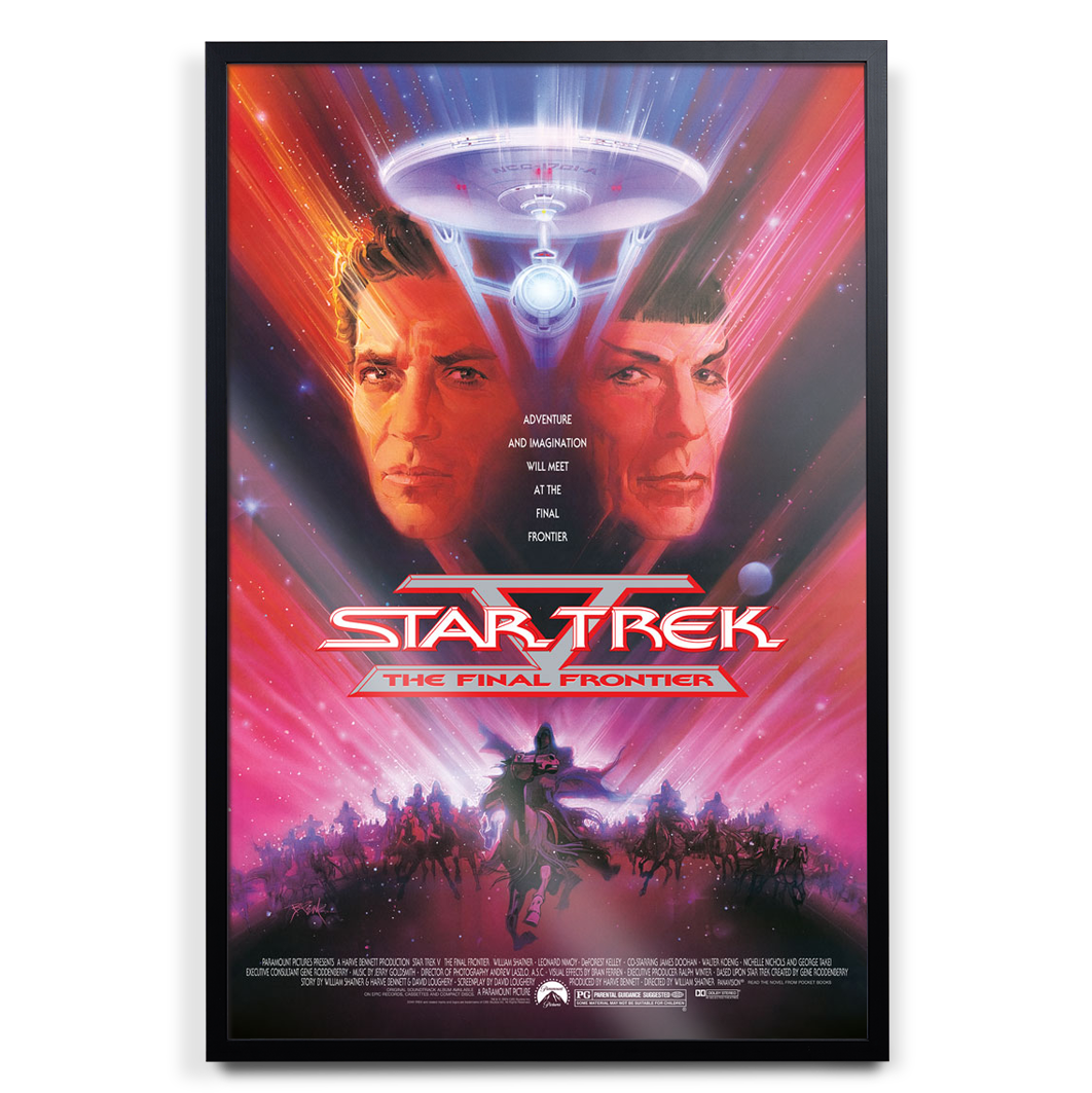 Star Trek V: The Final Frontier original poster by Bob Peak in black frame