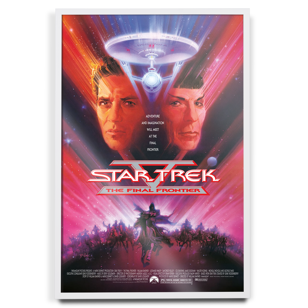 Star Trek V: The Final Frontier original poster by Bob Peak in white frame