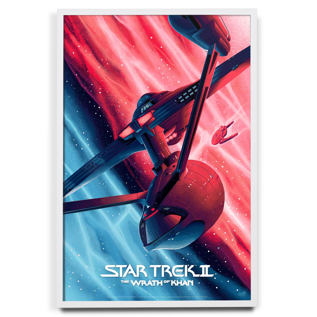 Star Trek II The Wrath Of Khan poster by Danny Schlitz in white frame