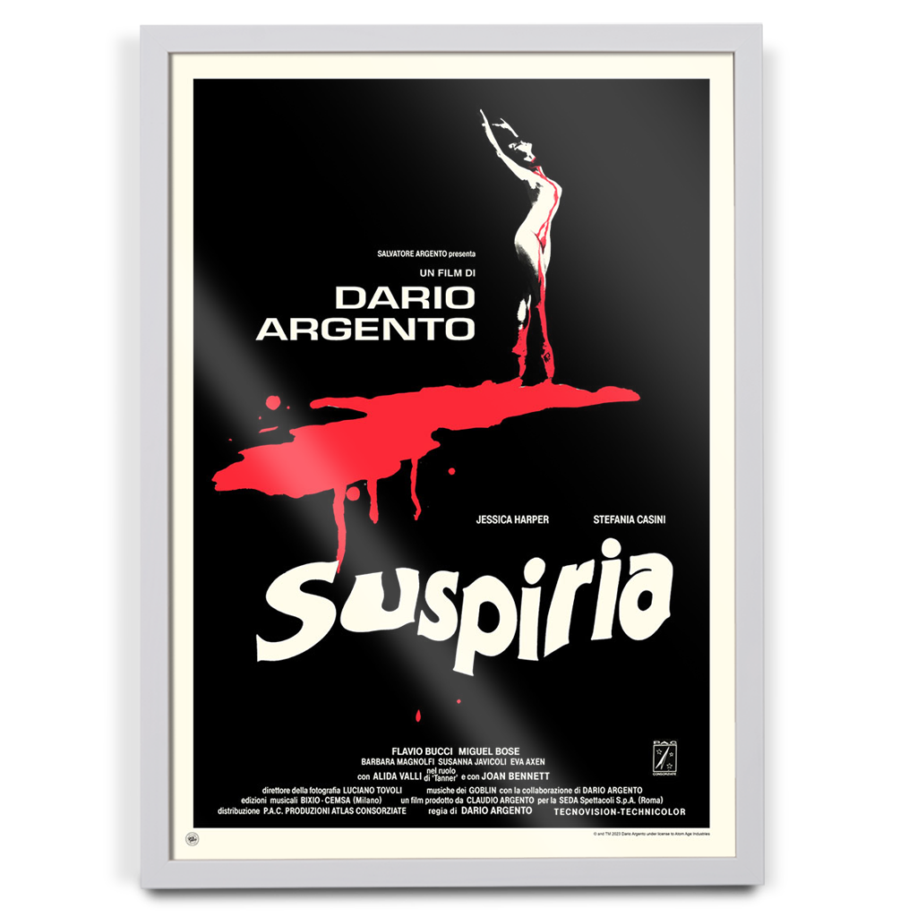 Suspiria editions movie poster in white frame