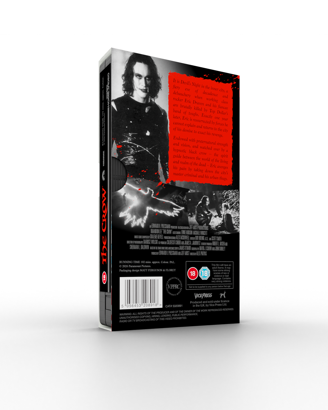 Vice Press Home Video The Crow VHS Cover By Matt Ferguson back