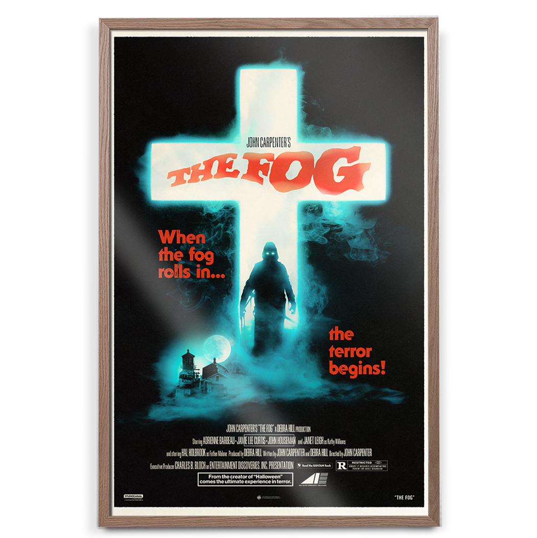 John carpenter's the fog poster by Creepy Duck in natural frame