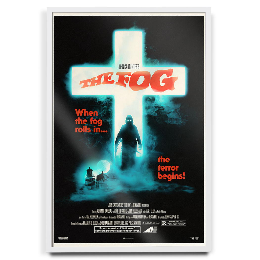 John carpenter's the fog poster by Creepy Duck in white frame