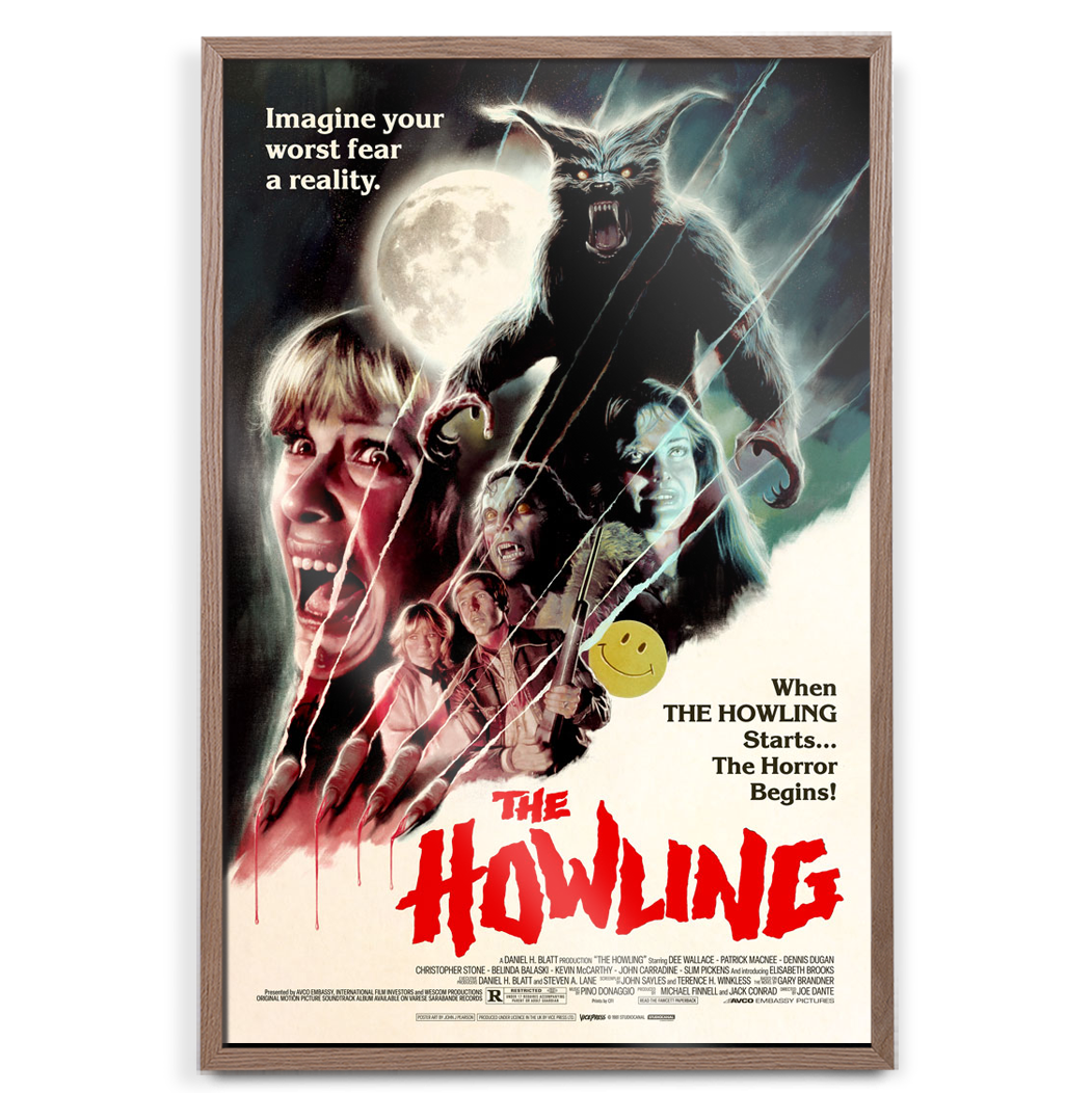The Howling movie poster John Pearson in natural oak frame