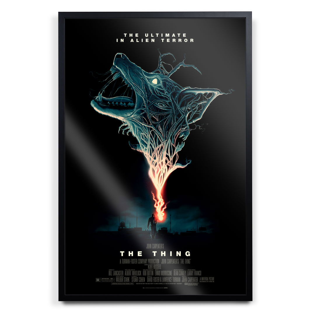 John Carpenter The Thing poster by Mark Levy in black frame