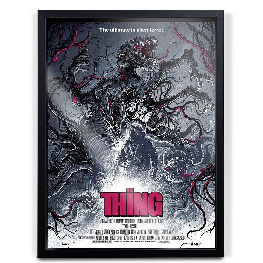 The Thing variant 18x24 inch Official Movie Poster By Dan Mumford in black frame