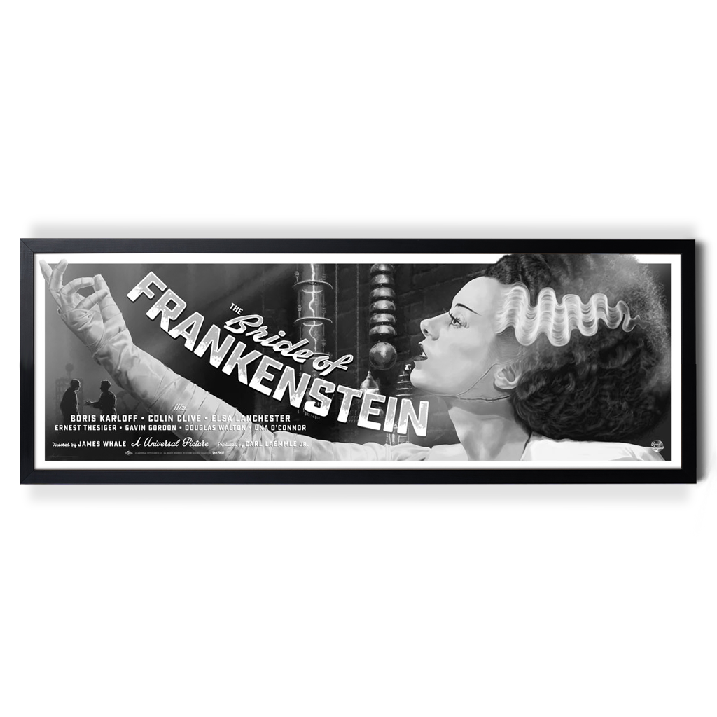 Universal Monsters The Bride Of Frankenstein Variant Poster By Andrew Swainson in black frame