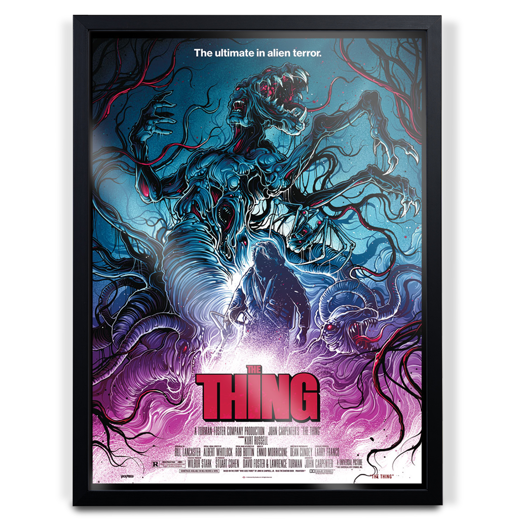The Thing Open House Variant Poster By Dan Mumford in black frame