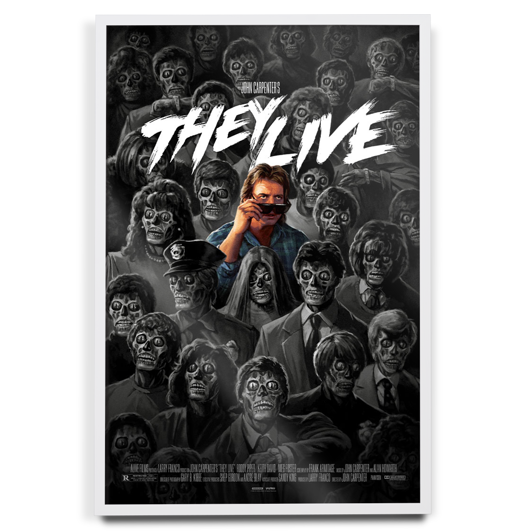 They Live Movie Poster by James Bousema in white frame