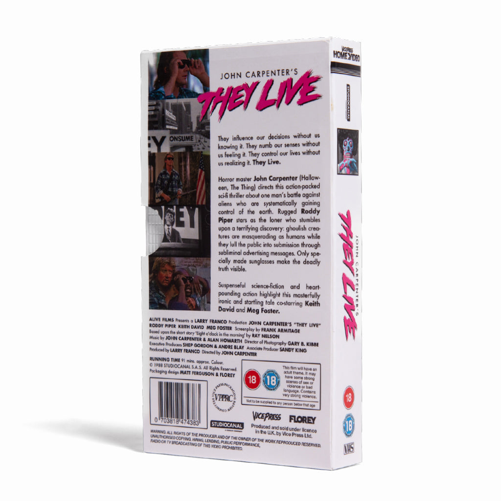 Vice Press Home Video John Carpenter's They Live slipcase Edition VHS back Cover