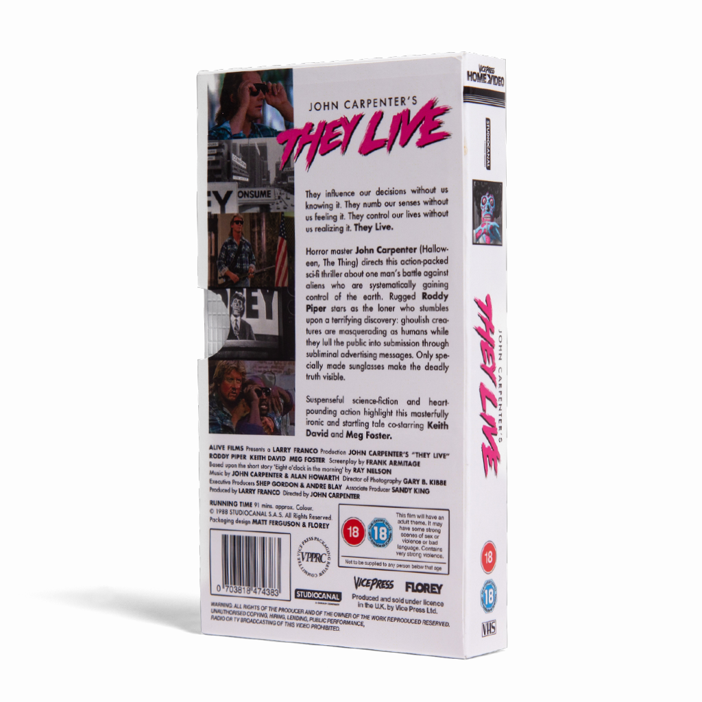 Vice Press Home Video John Carpenter's They Live VHS back Cover