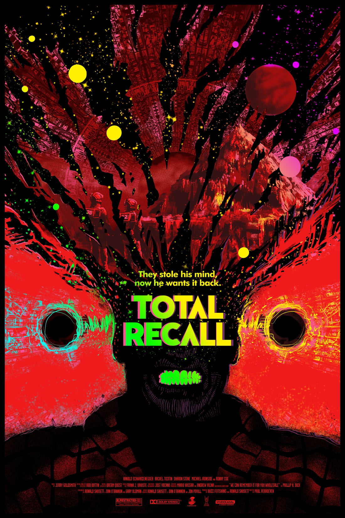Total Recall Foil Variant screen print movie poster by Raid71