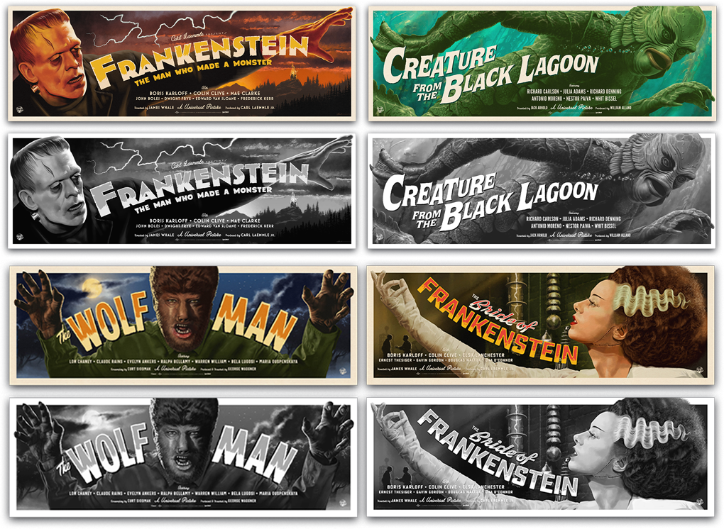 Universal Monsters Movie Poster Set By Andrew Swainson