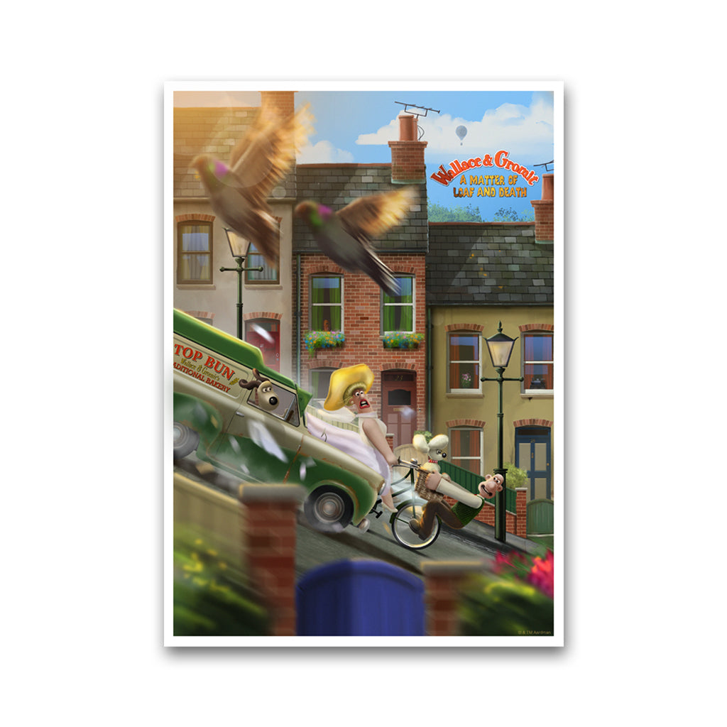 Wallace and gromit in a matter of loaf and death art print