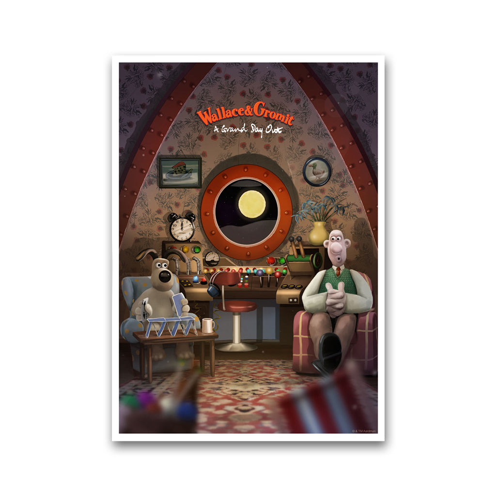 Wallace and gromit in a grand day out art print