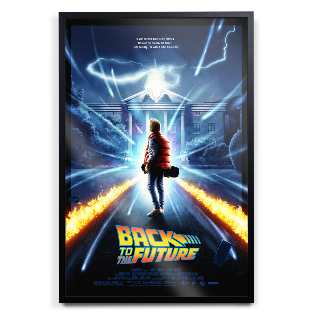 Back to the future movie poster by Florey in black frame