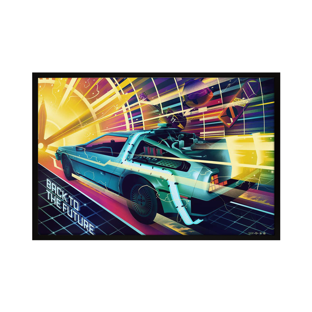 back to the future foil movie poster by Arno kiss in black frame