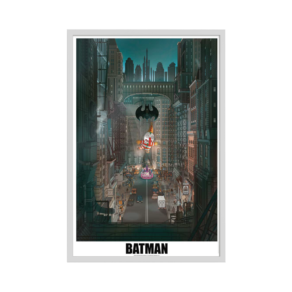 Batman 1989 movie poster by Doug John Miller in white frame