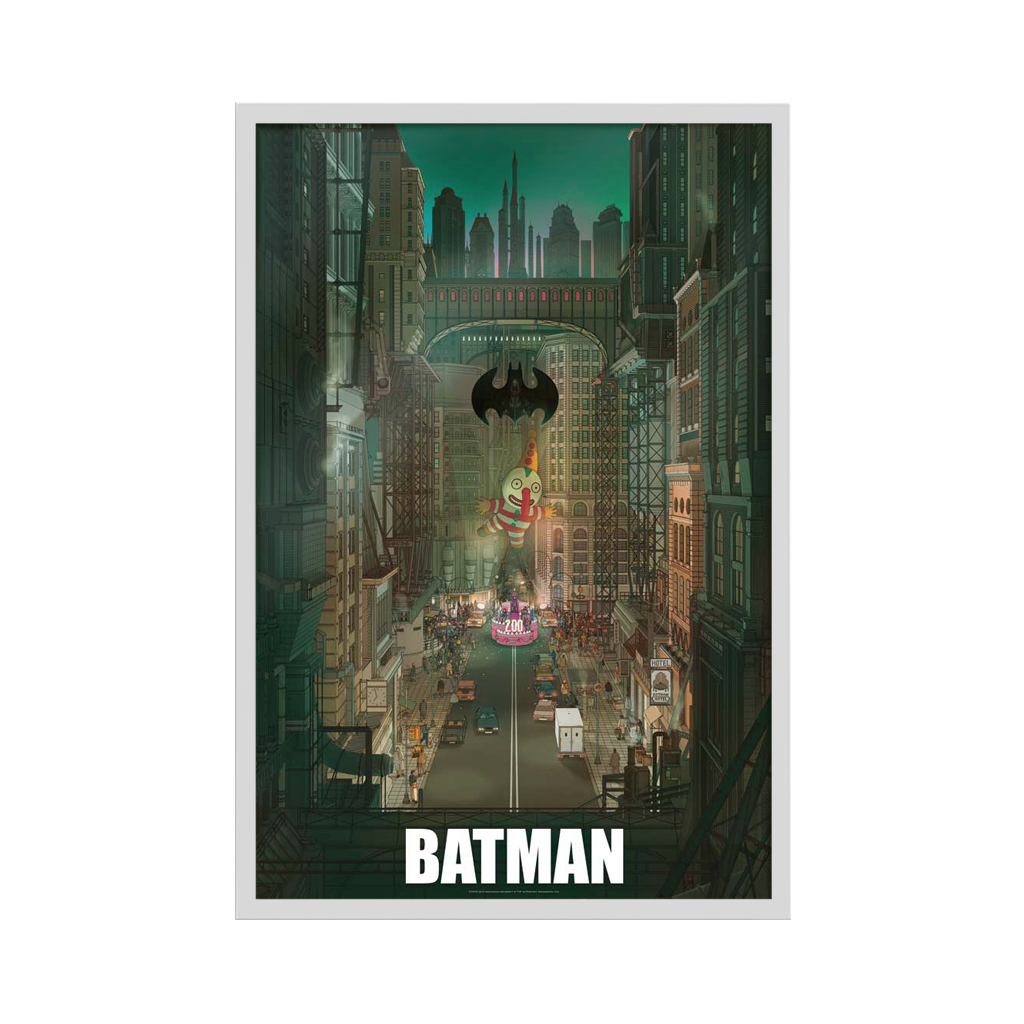 Batman 1989 foil variant movie poster by Doug John Miller in white frame