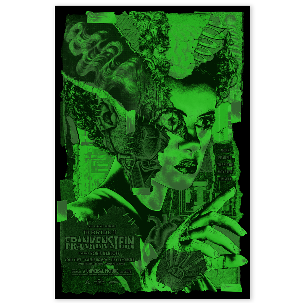 Bride Of Frankenstein variant glow in the dark movie poster by Anthony Petrie