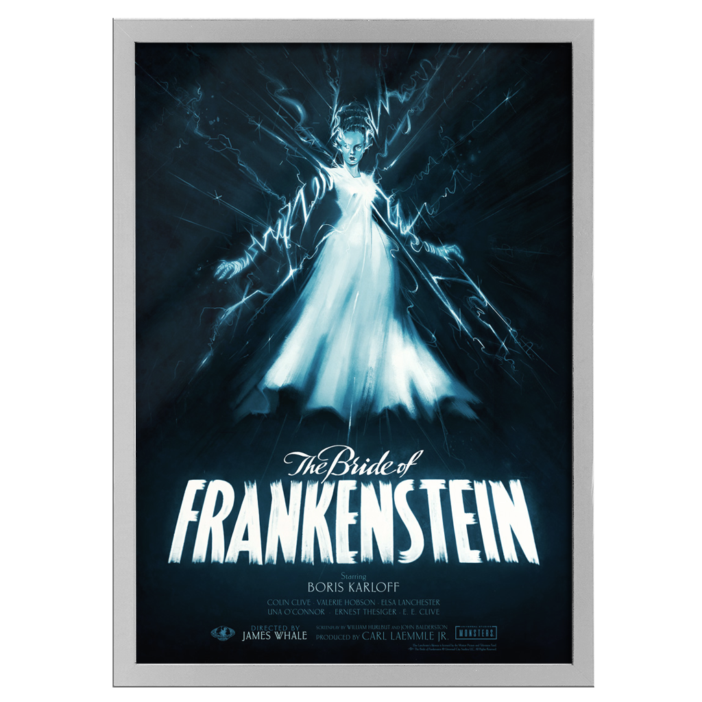 Universal Monsters Bride Of Frankenstein Poster by Steph C In white Frame