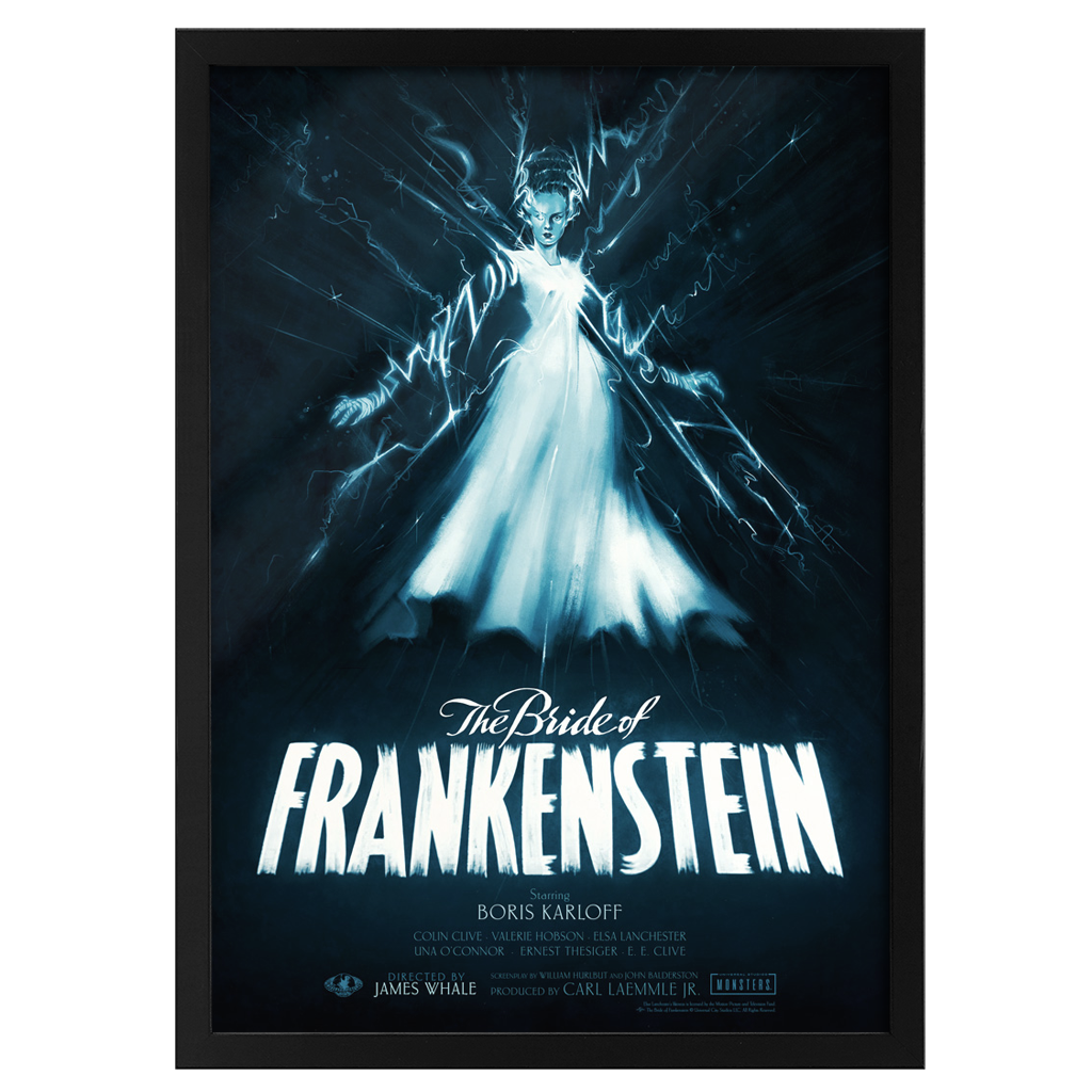 Universal Monsters Bride Of Frankenstein Poster by Steph C In Black Frame