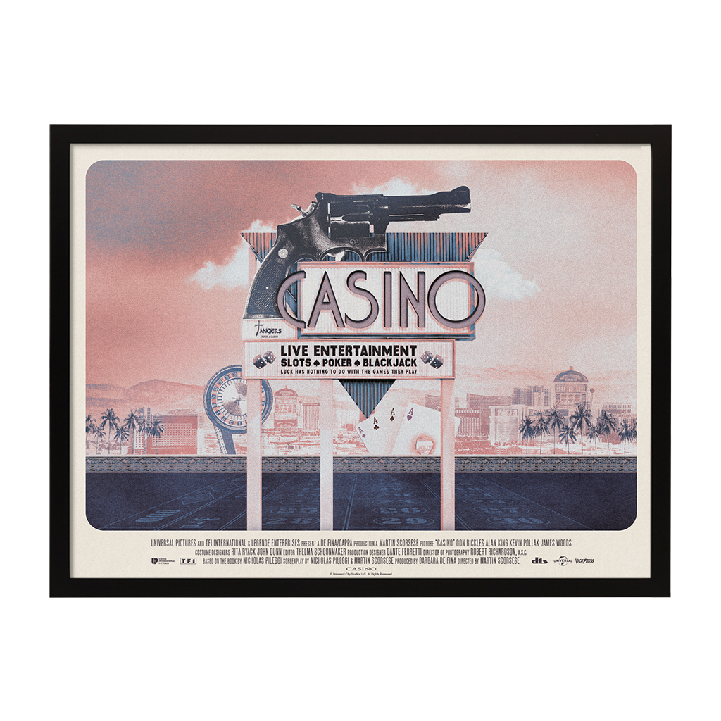 Casino officially licensed mover poster by Matt Needle in black frame