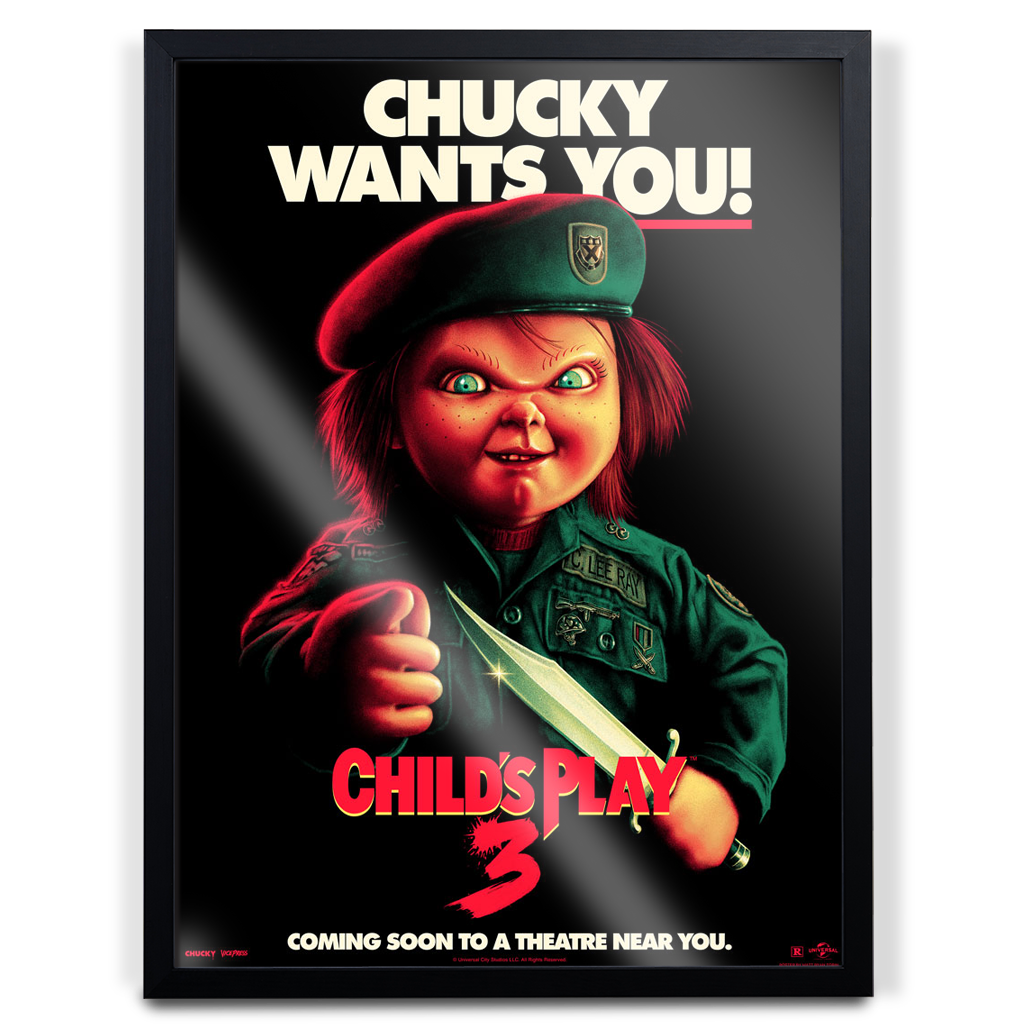 Chucky wants you Child's play 3 poster by Matt Ryan Tobin in black frame