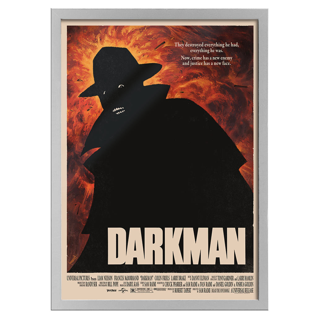 darkman editions movie poster by James bousema in white frame