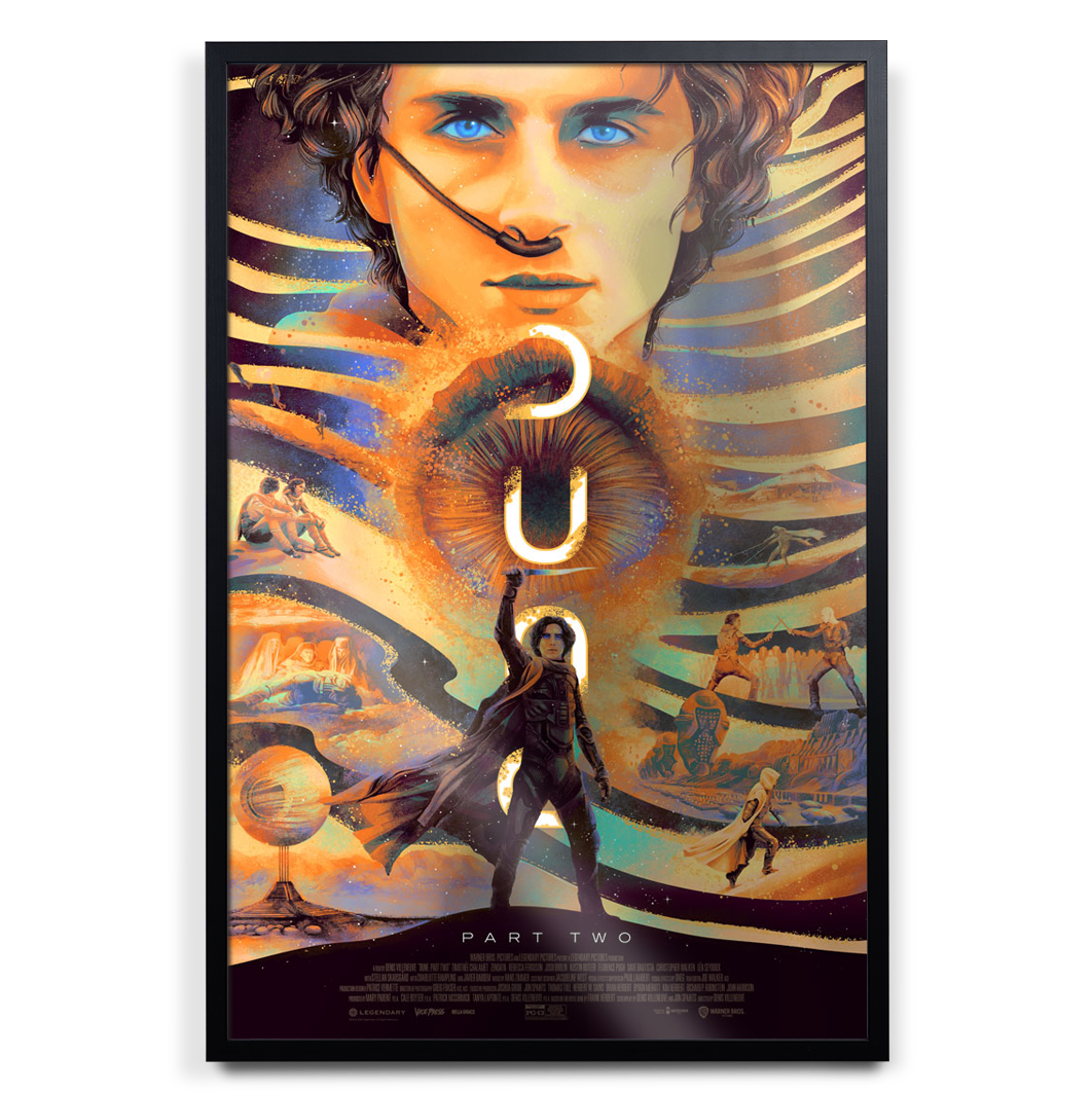 Dune Part 2 foil poster by Bella Grace in black frame
