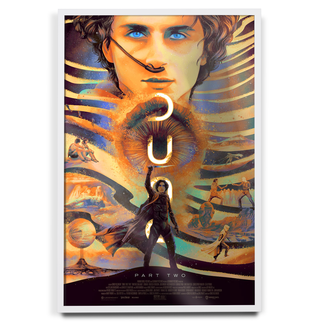 Dune Part 2 foil poster by Bella Grace in white frame